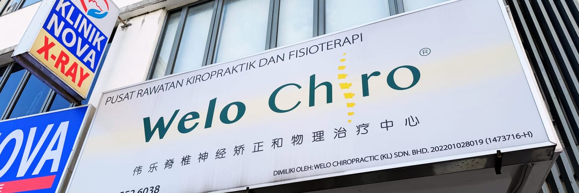 The Welo Chiro shopfront sign at the Taman Wahyu centre, unit G-03A Residensi Lakeville